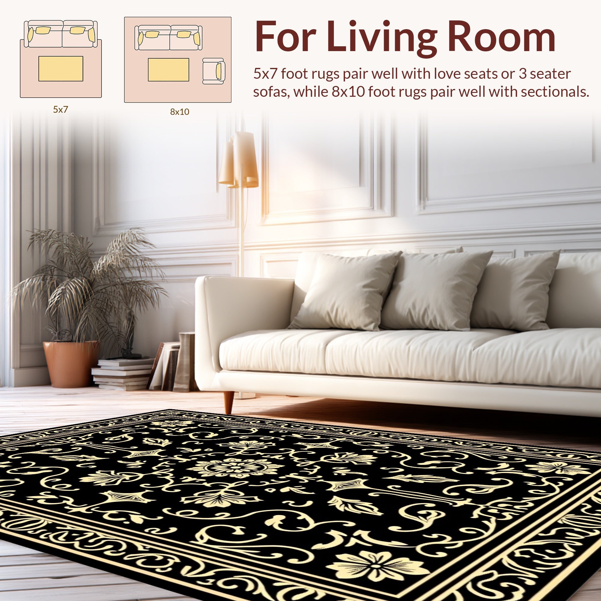 Elegant Floral Scrollwork Pattern Rug