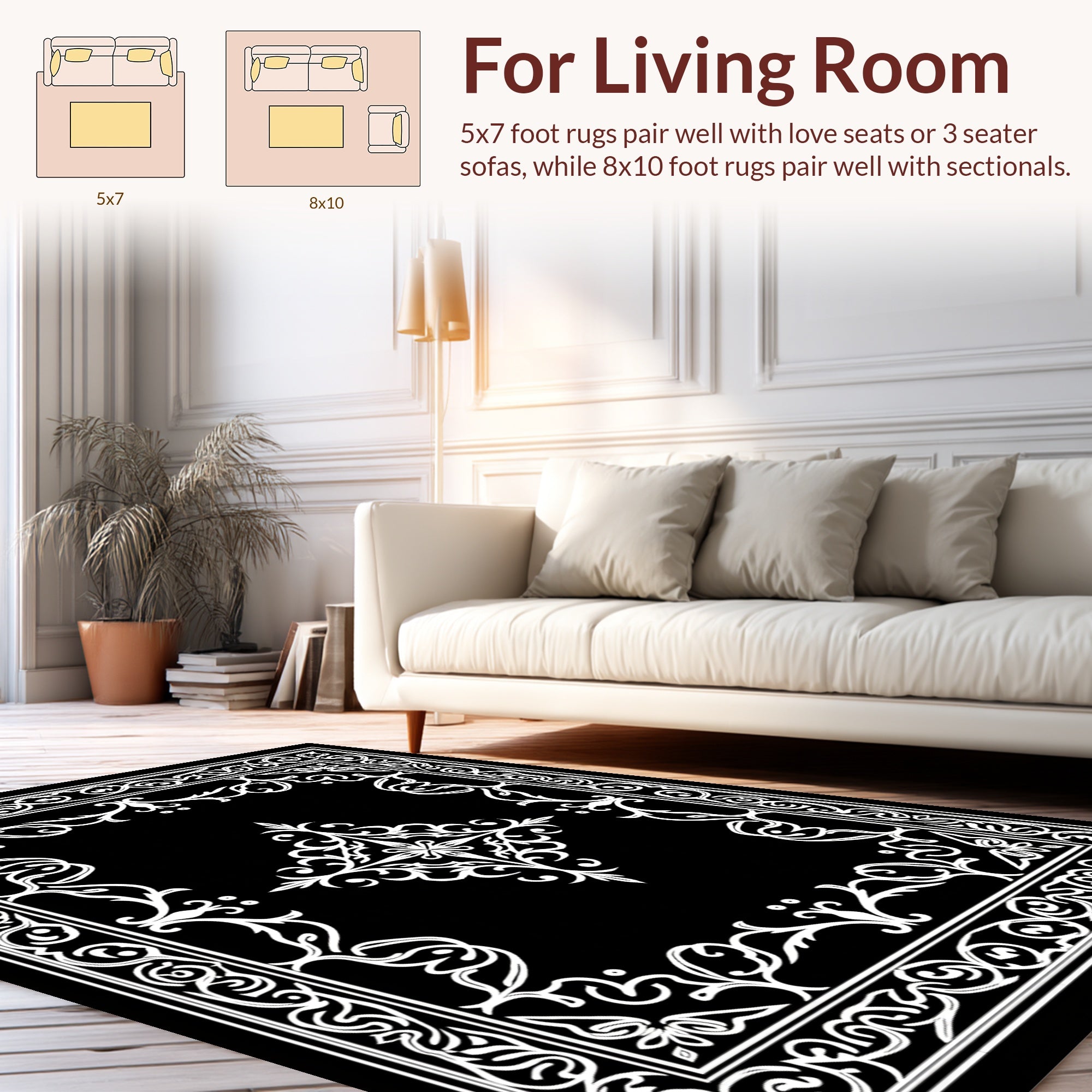 Classic White Acanthus Scroll Rug