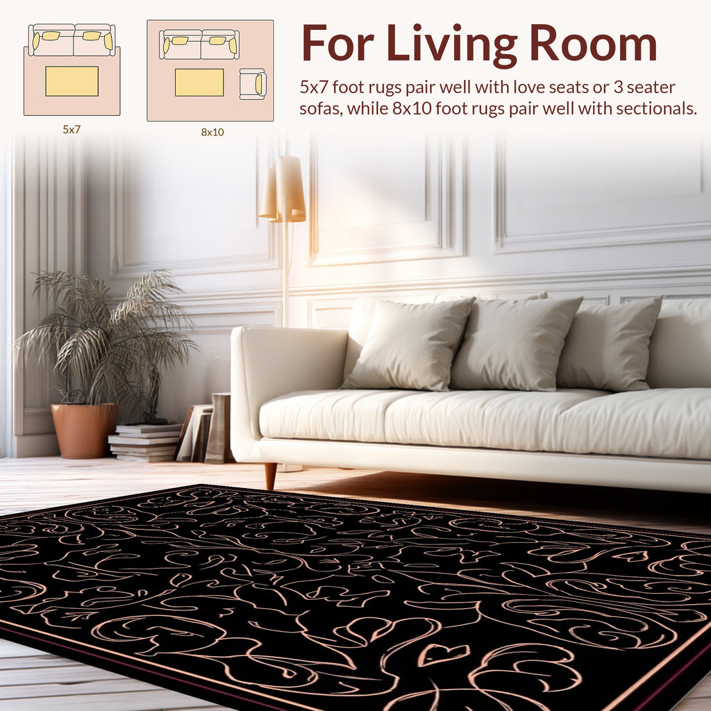 Art Nouveau Floral Outline Design Rug