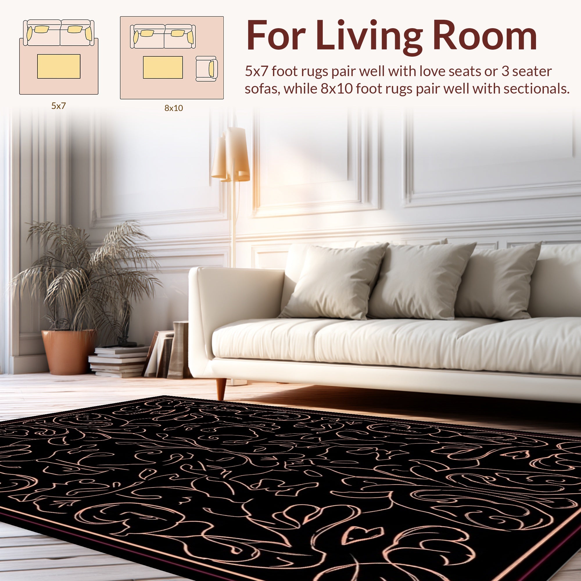 Art Nouveau Floral Outline Design Rug