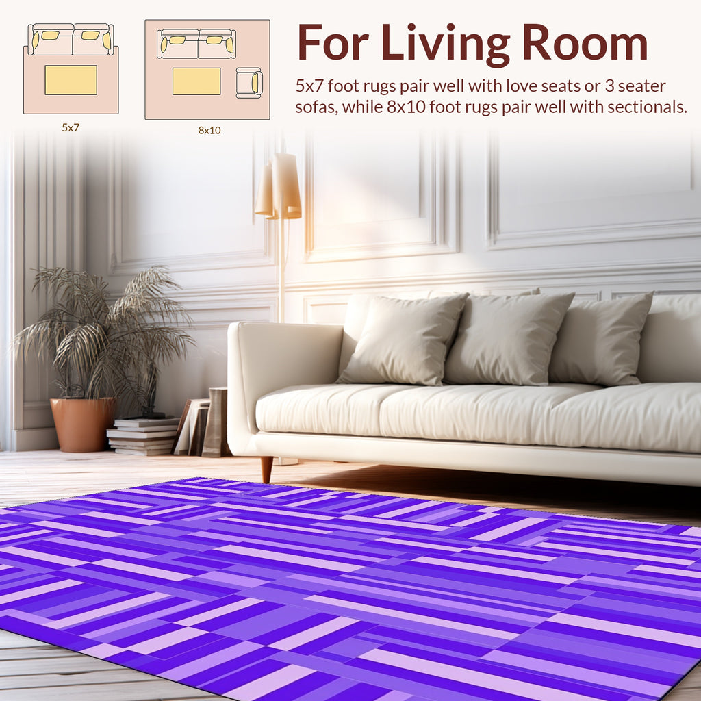 Abstract Violet Geometric Block Pattern Rug