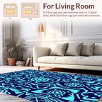 Bold Blue Intricate Tribal Design Rug