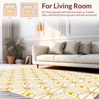 Cream and Gold Interlocking Geometric Design Rug