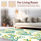 Teal Yellow Floral Vine Pattern Rug
