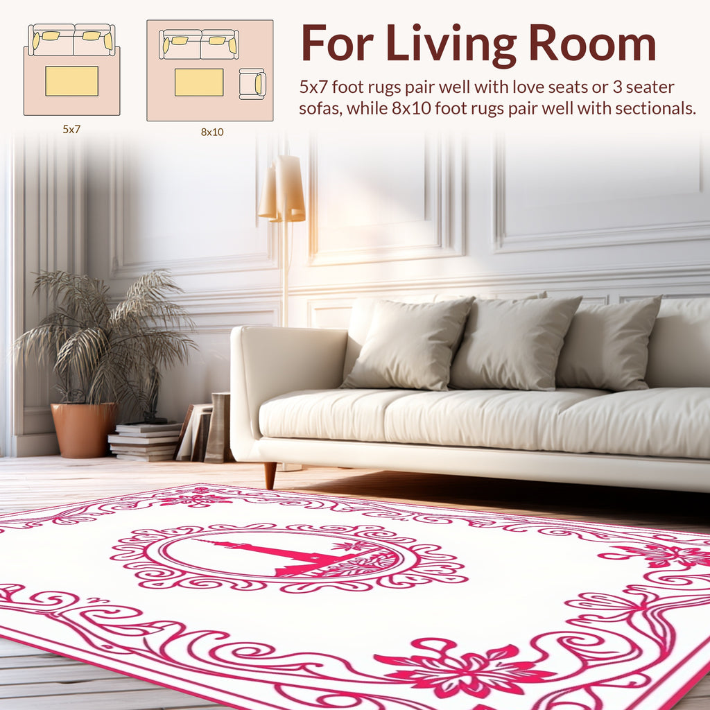 Coastal Lighthouse Floral Frame Rug