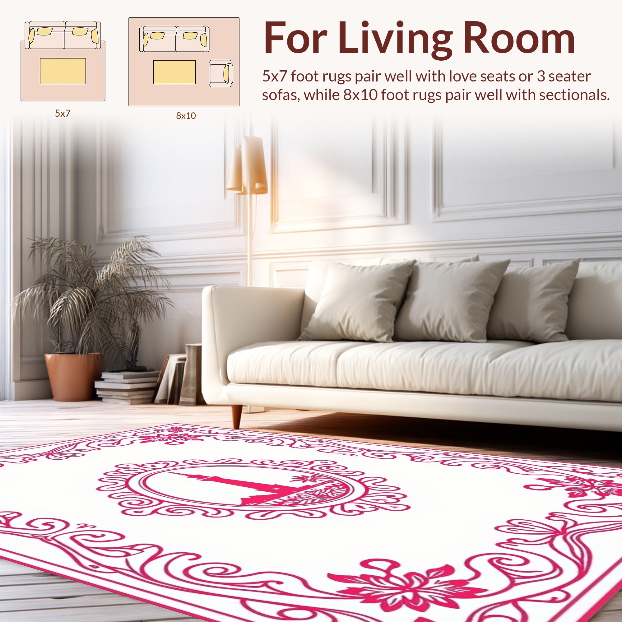 Coastal Lighthouse Floral Frame Rug