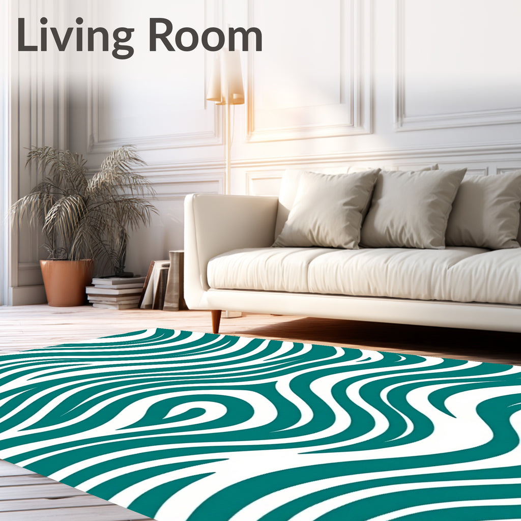 Teal Wave Abstract Composition Rug