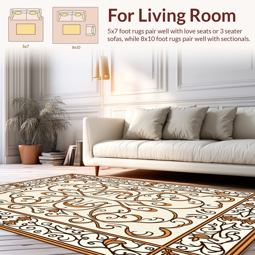 Elegant Floral Scrollwork Pattern Rug
