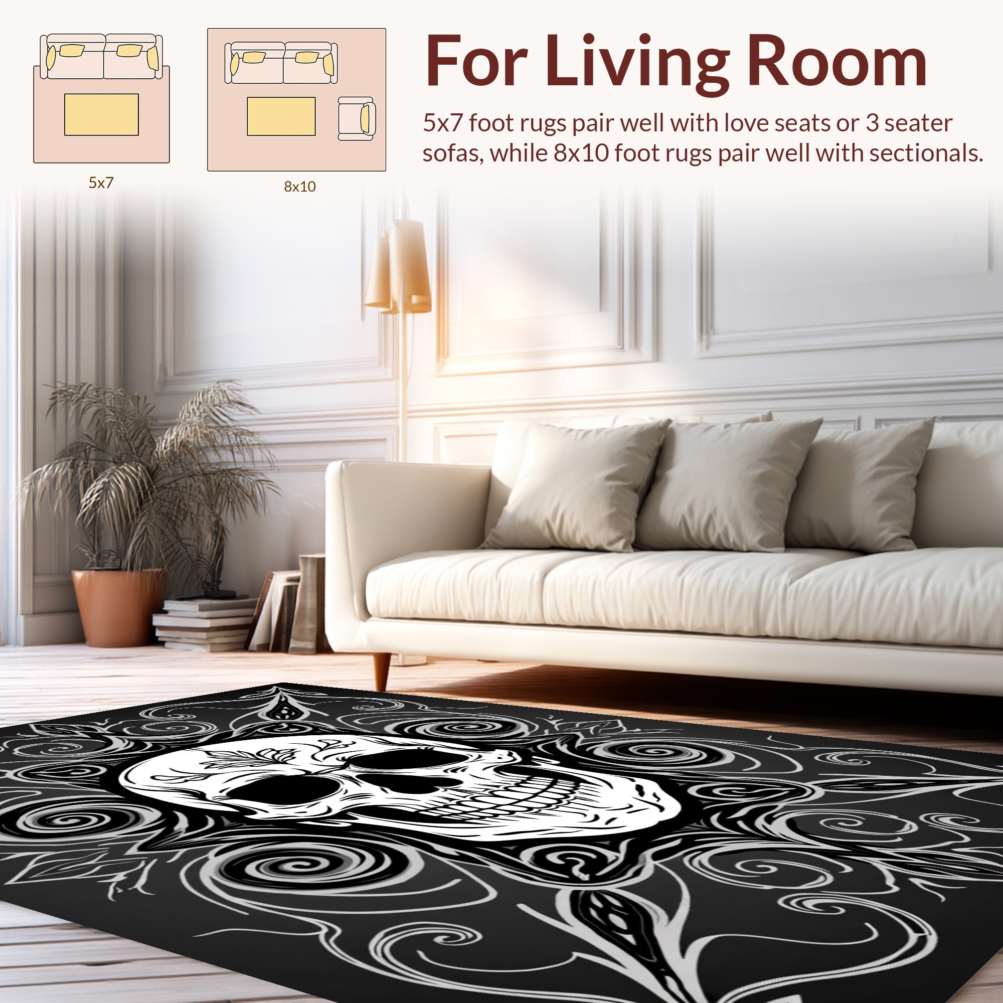Gothic Skull Ornamental Pattern Rug