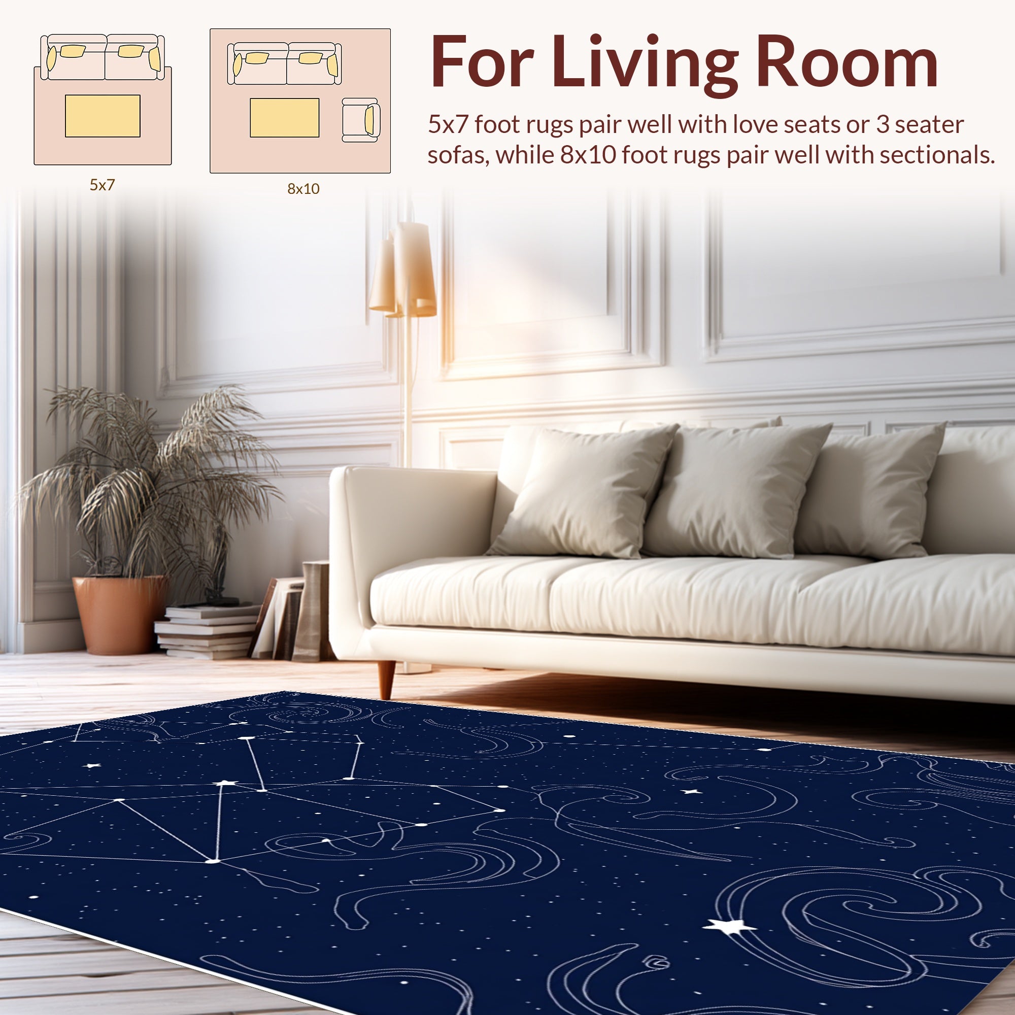 Celestial Constellation Swirl Pattern Rug