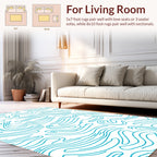 Abstract Swirls Blue Line Design Rug