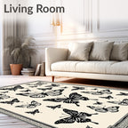 Vibrant Black Butterfly Collage Rug
