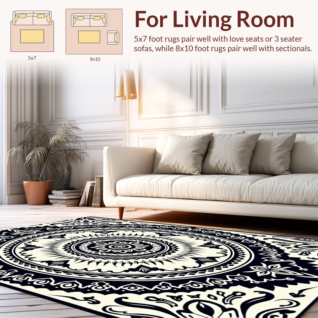 Intricate Circular Floral Mandala Pattern Rug