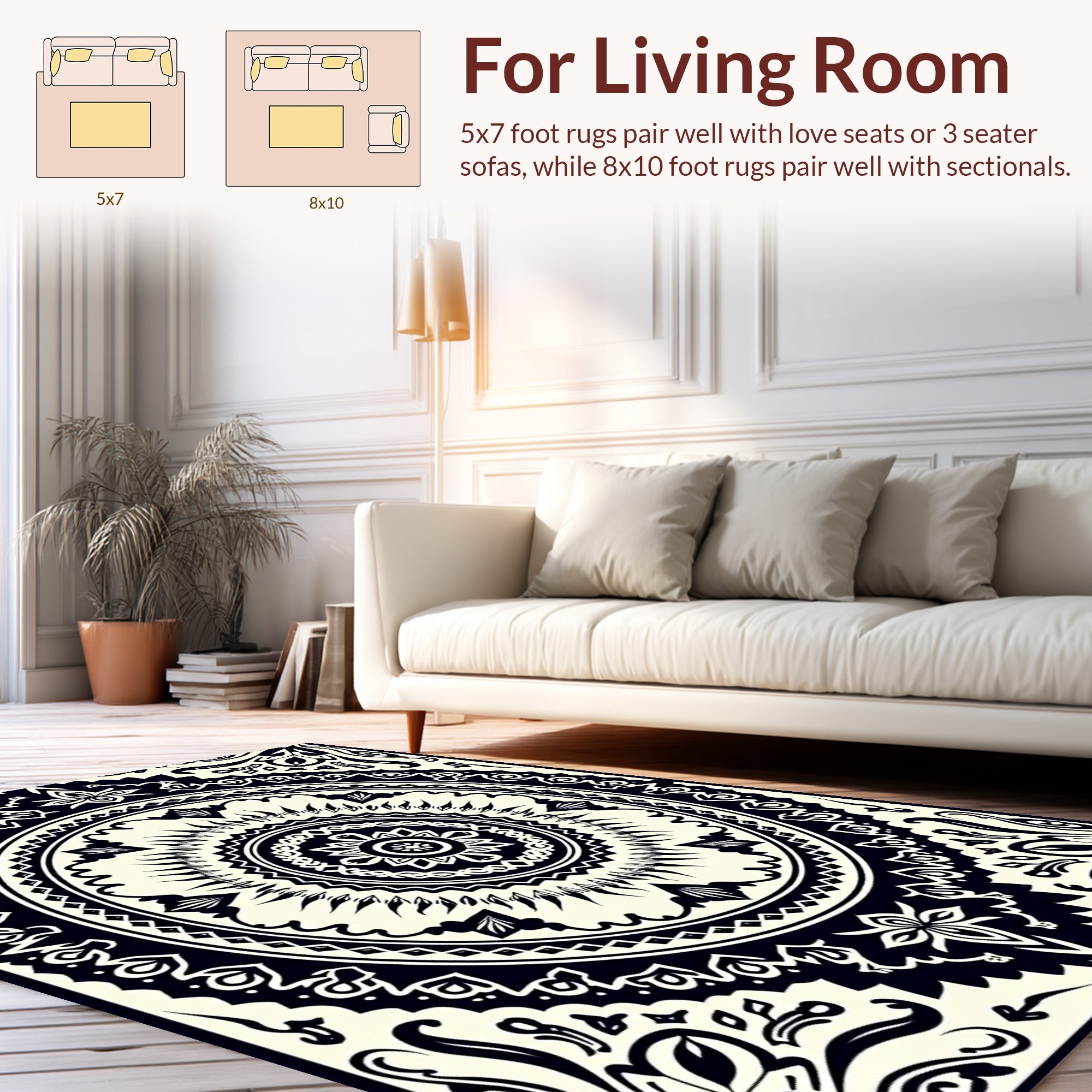 Intricate Circular Floral Mandala Pattern Rug