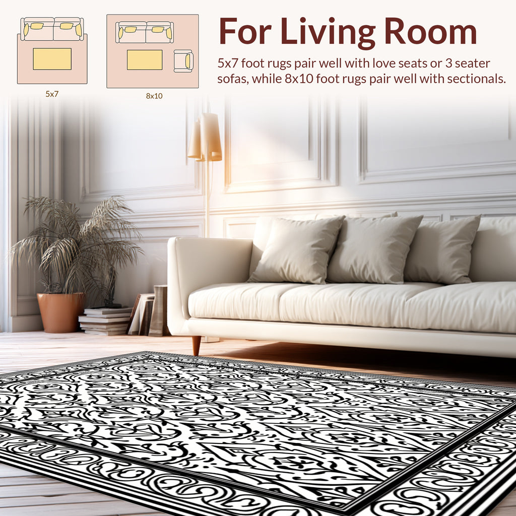 Intricate Floral Border Design Rug
