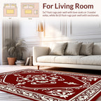 Cardinal Red Floral Scrollwork Rug