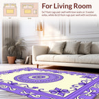 Elegant Lavender Floral Medallion Border Rug