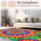 Vibrant Floral Kaleidoscope Pattern Rug