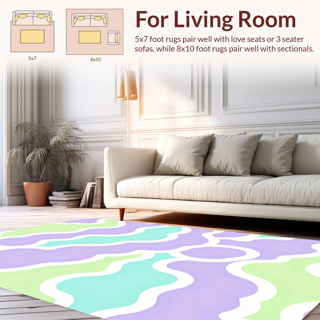 Pastel Cloud Pattern with White Outline Rug