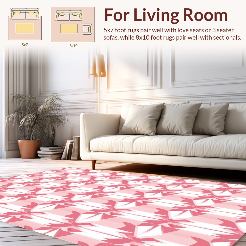 Pink Petal Geometric Pattern Rug