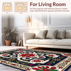 Rich Red Floral Garden Pattern Rug