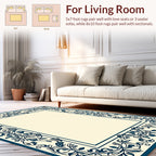 Dark Blue Floral Ornament Rug