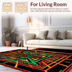Vibrant Neon Geometric Sunburst Pattern Rug