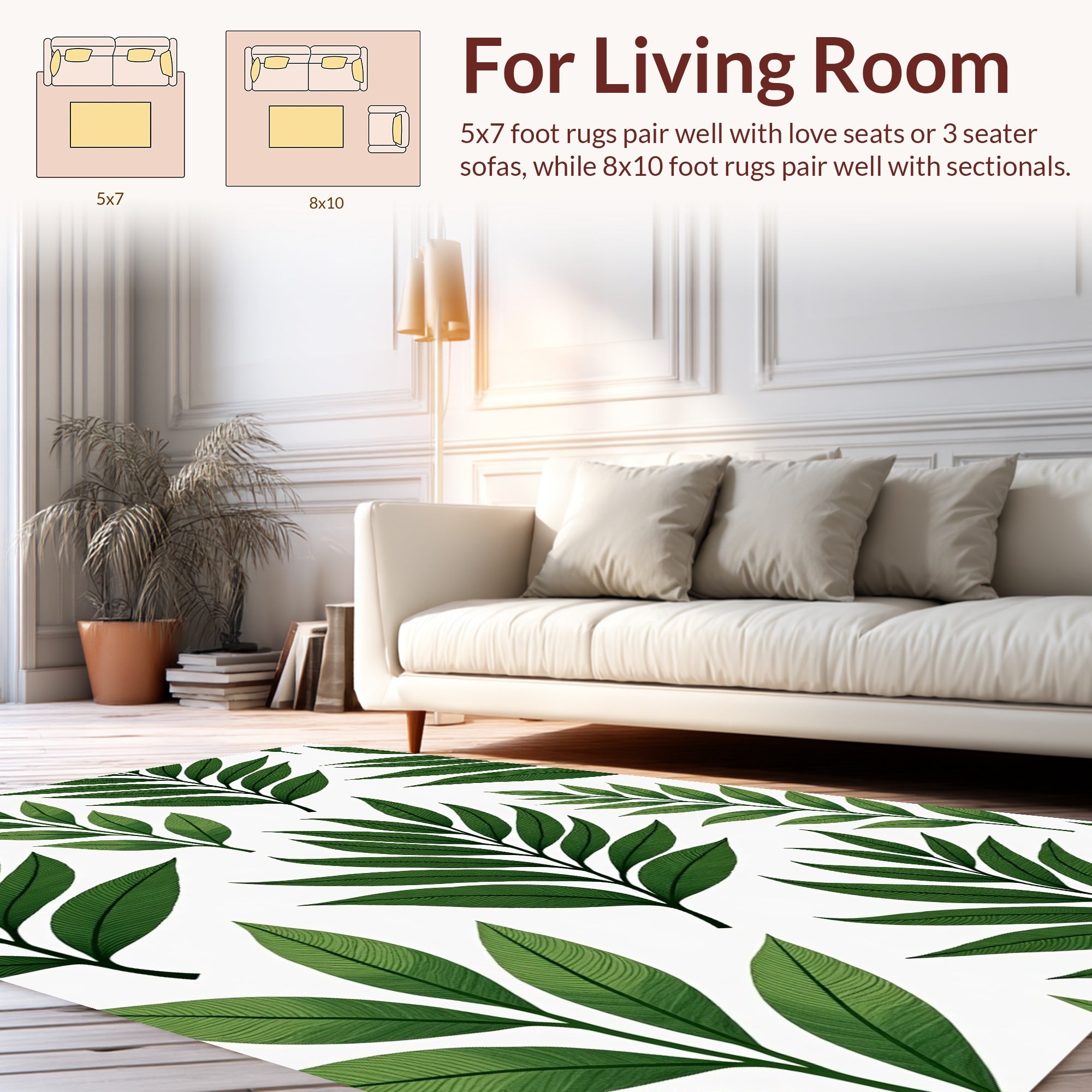 Leafy Branch Pattern Nature Print Rug
