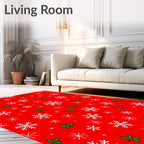 Red Snowflakes with Green Accents Rug