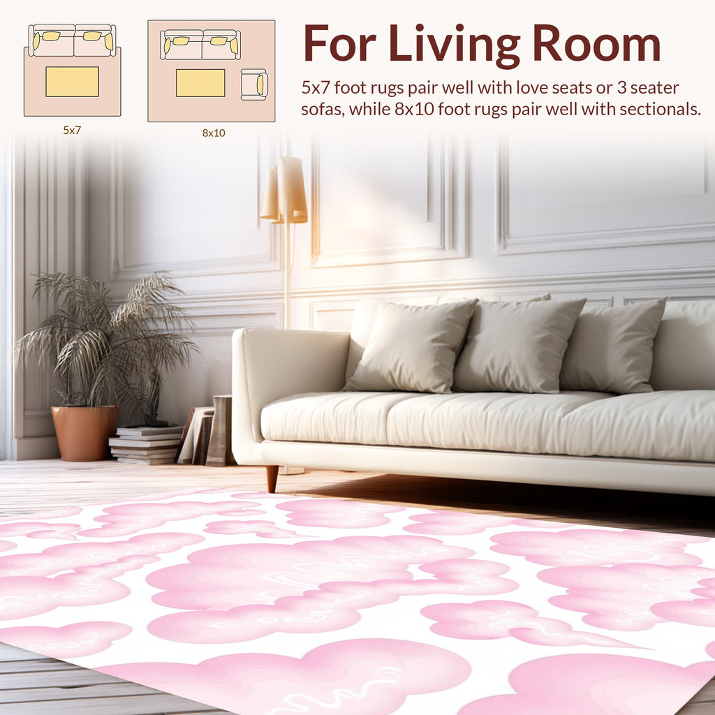 Pink Cute Cloud Pattern Rug