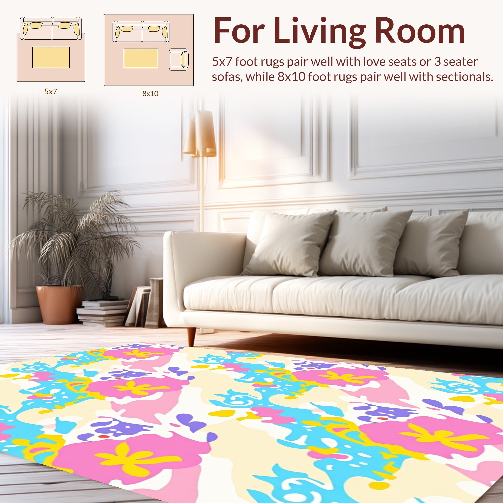 Whimsical Abstract Floral Pattern Rug