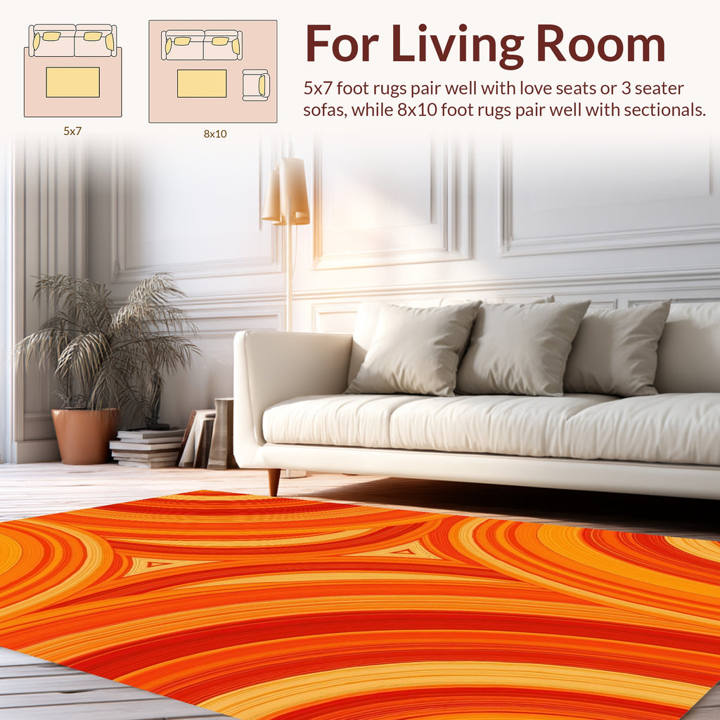 Radiating Swirl Orange Red Pattern Rug