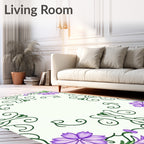 Elegant Lavender Floral Vine Crest Rug
