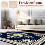 Elegant Cream Floral Damask Outline Rug