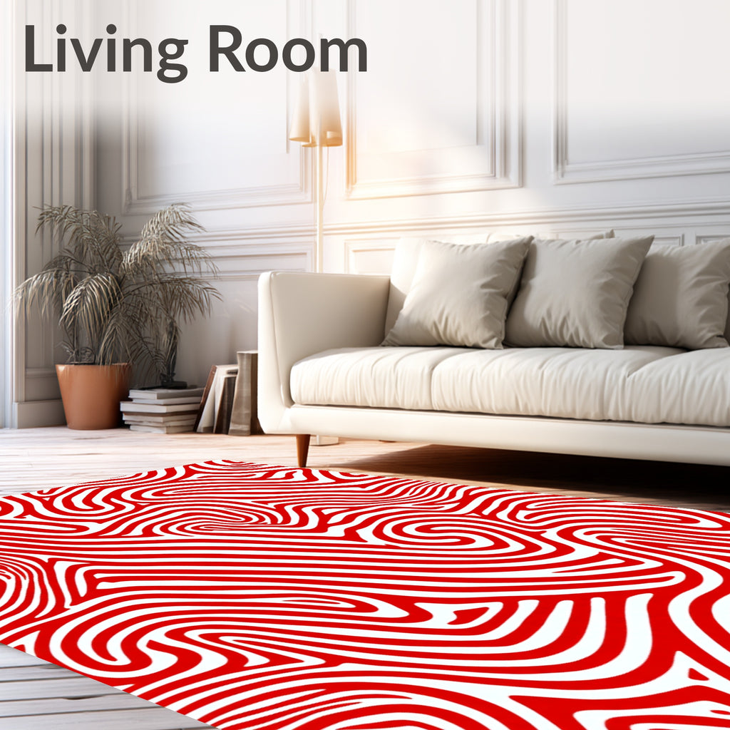 Bold Red Swirl Lines Rug