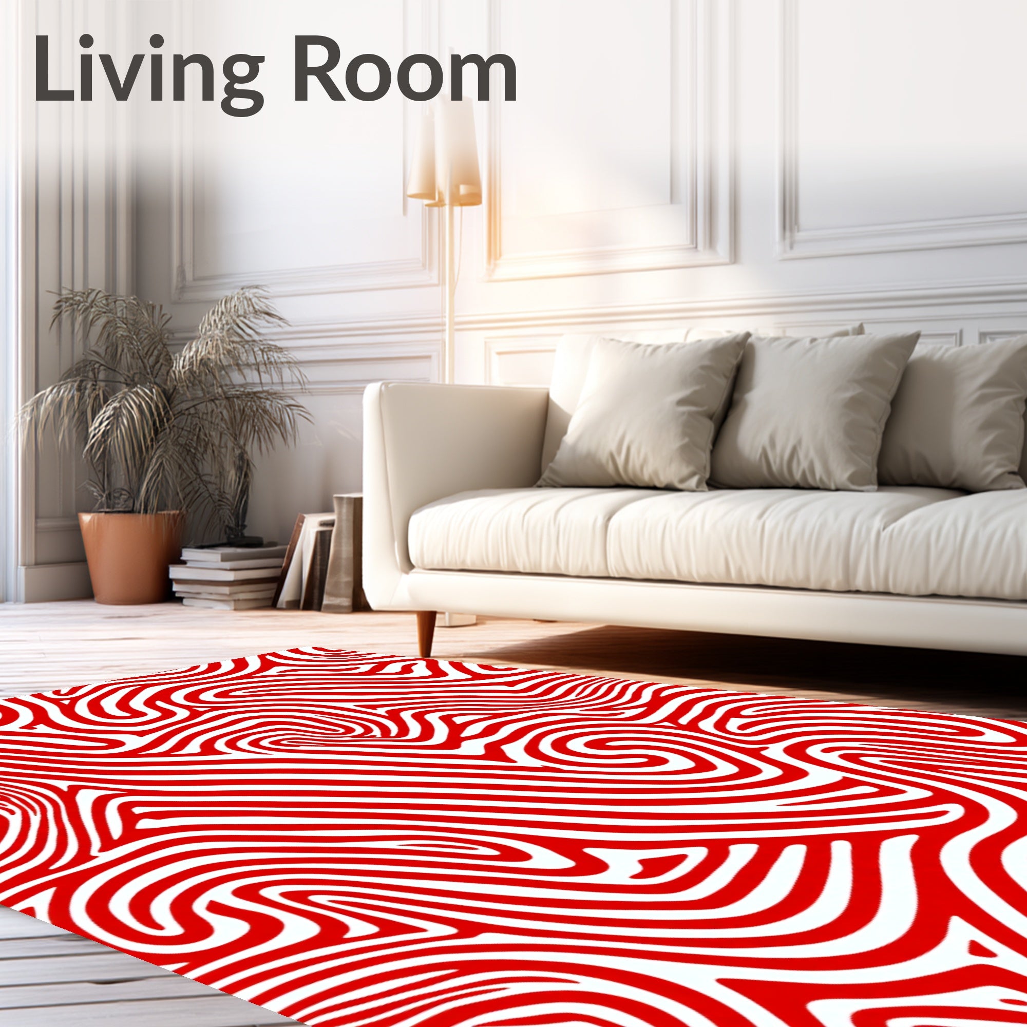 Bold Red Swirl Lines Rug