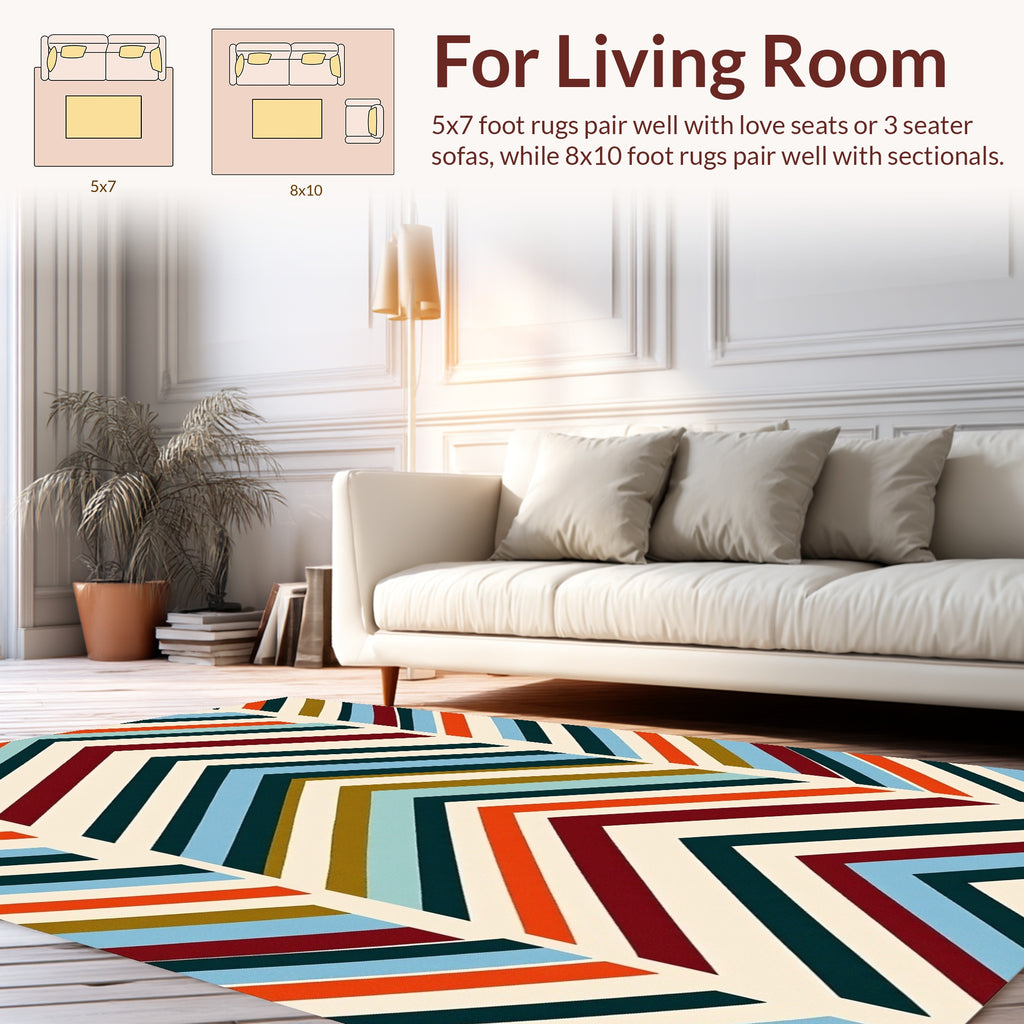 Retro Chevron Color Block Design Rug