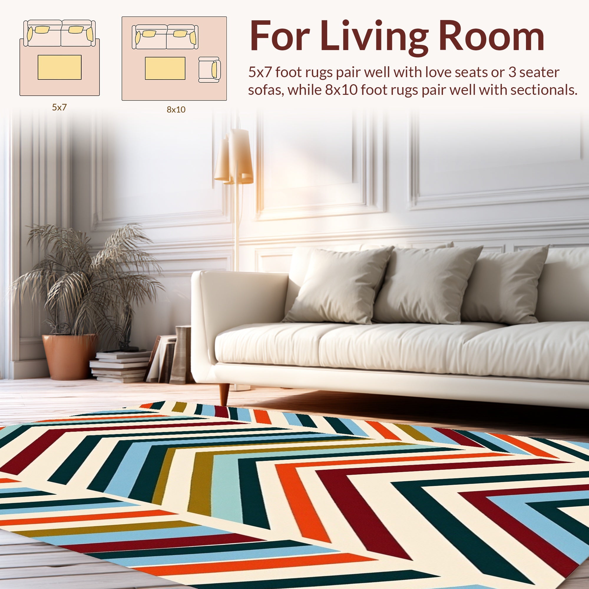 Retro Chevron Color Block Design Rug