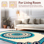 Intricate Teal Mandala Pattern Rug
