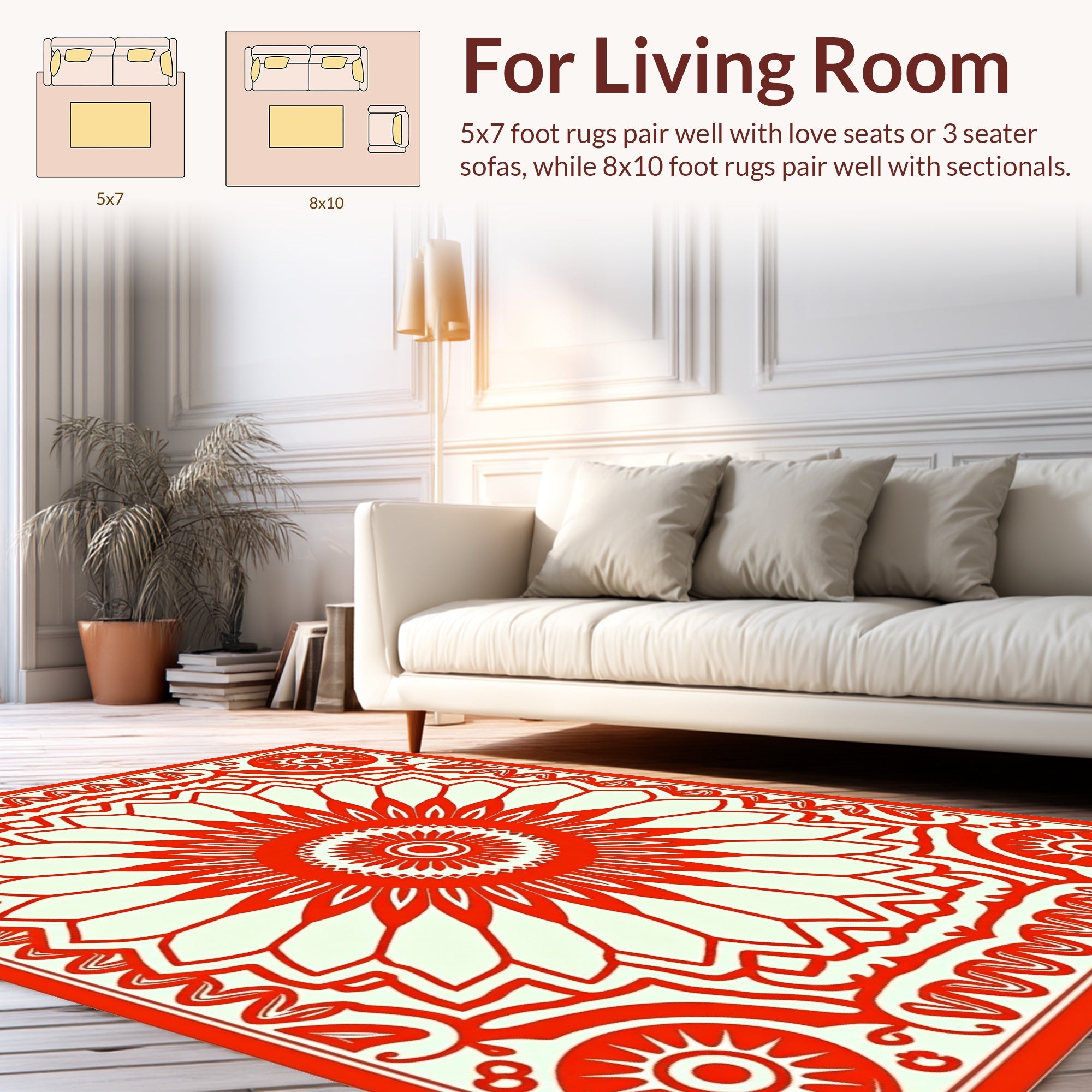 Bold Sunburst Mandala Design Rug