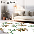 Golden Floral Vine with Green Leaves Rug