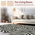 Bold Black White Zebra Stripe Design Rug