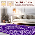 Deep Violet Floral Swirls Design Rug