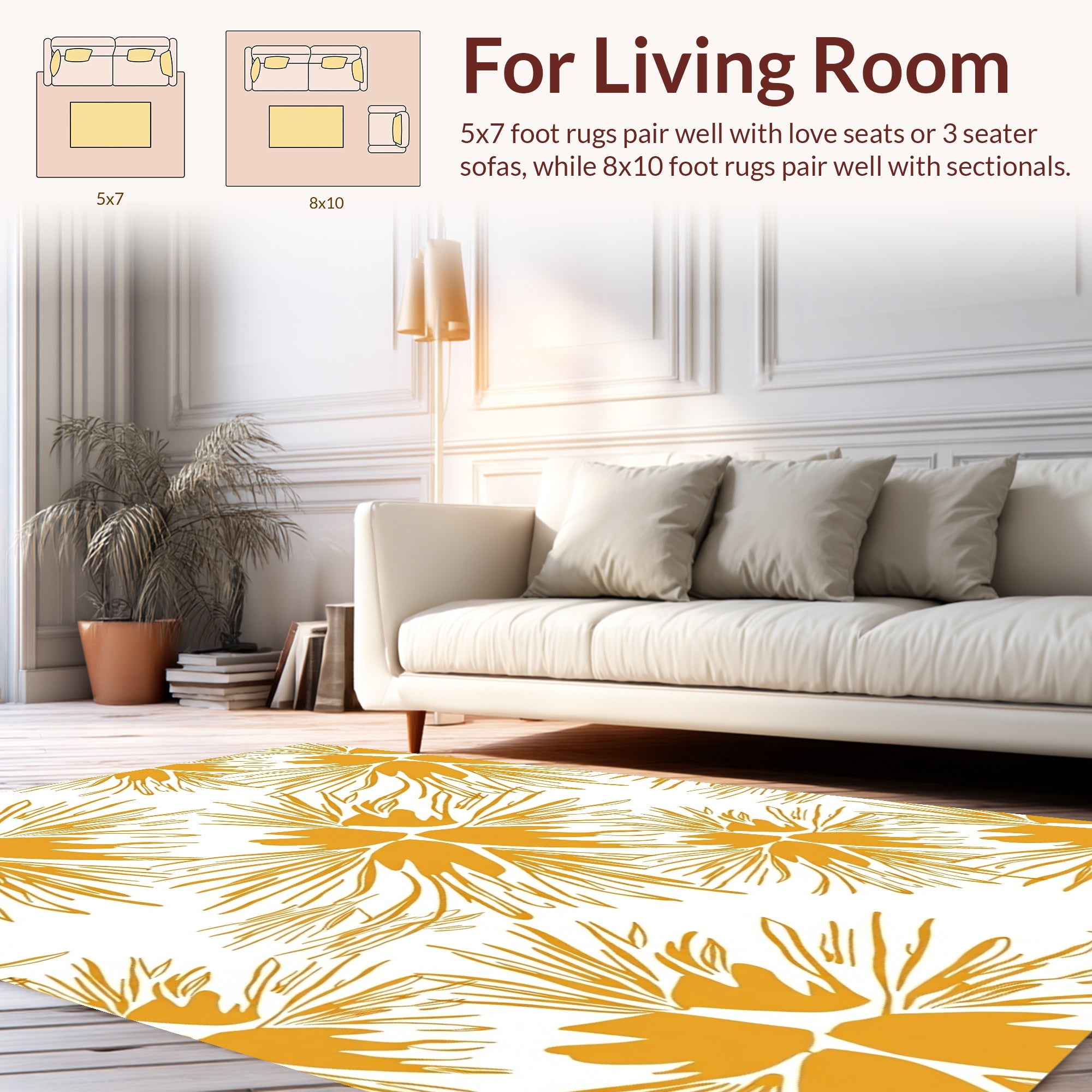 Bold Sunflower Burst Pattern Design Rug