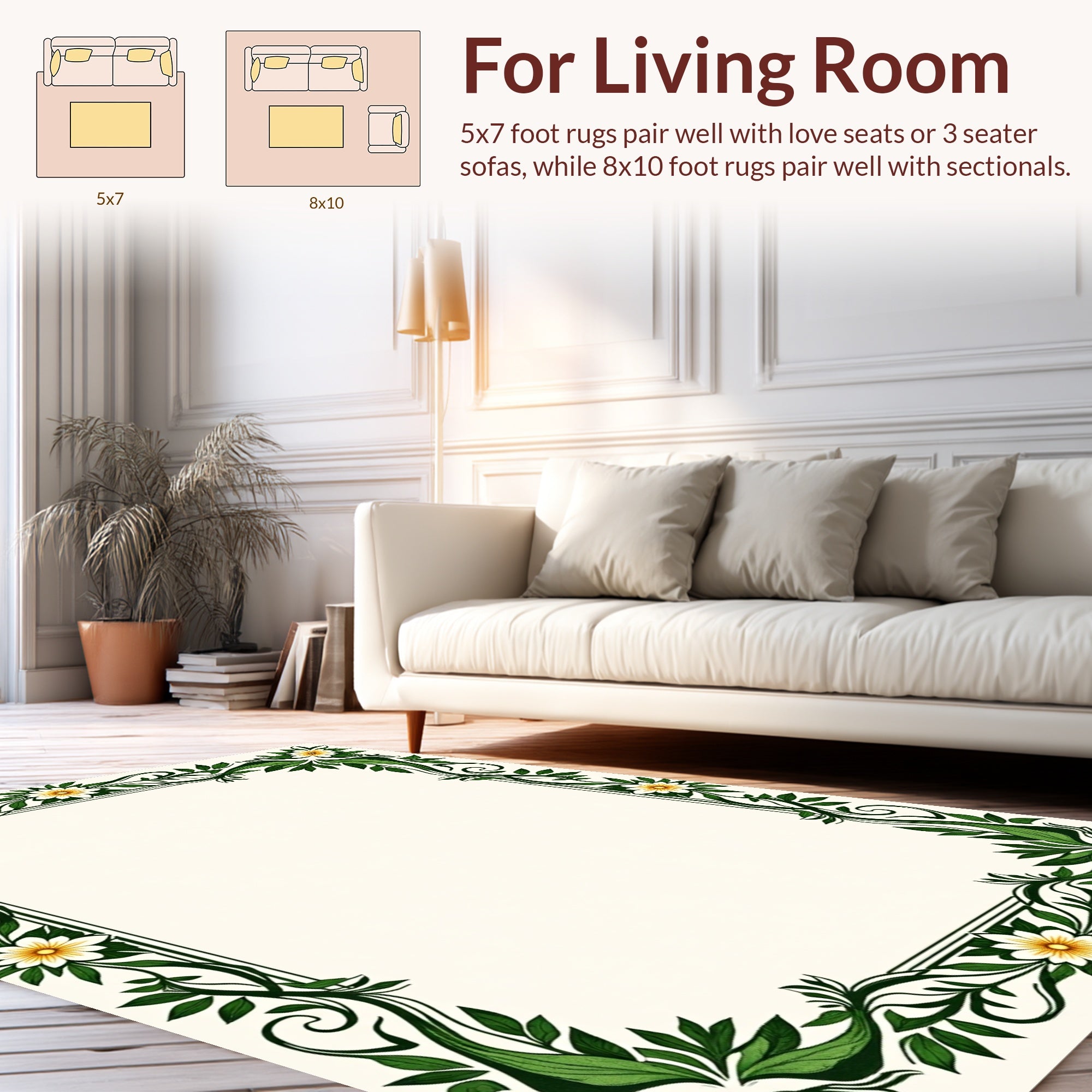 Vine and Daisy Border Design Rug