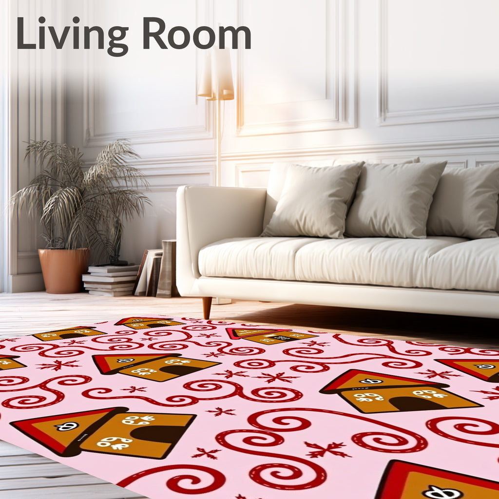 Whimsical Gingerbread House Swirl Rug