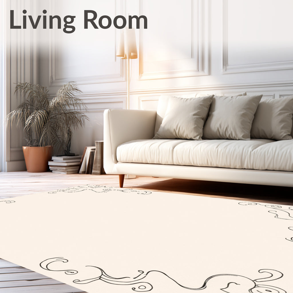 Abstract Swirls Thin Fine Lining Rug
