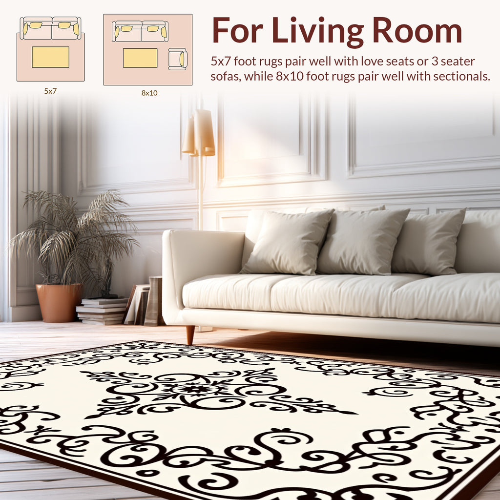 Classic Baroque Floral Scrollwork Rug
