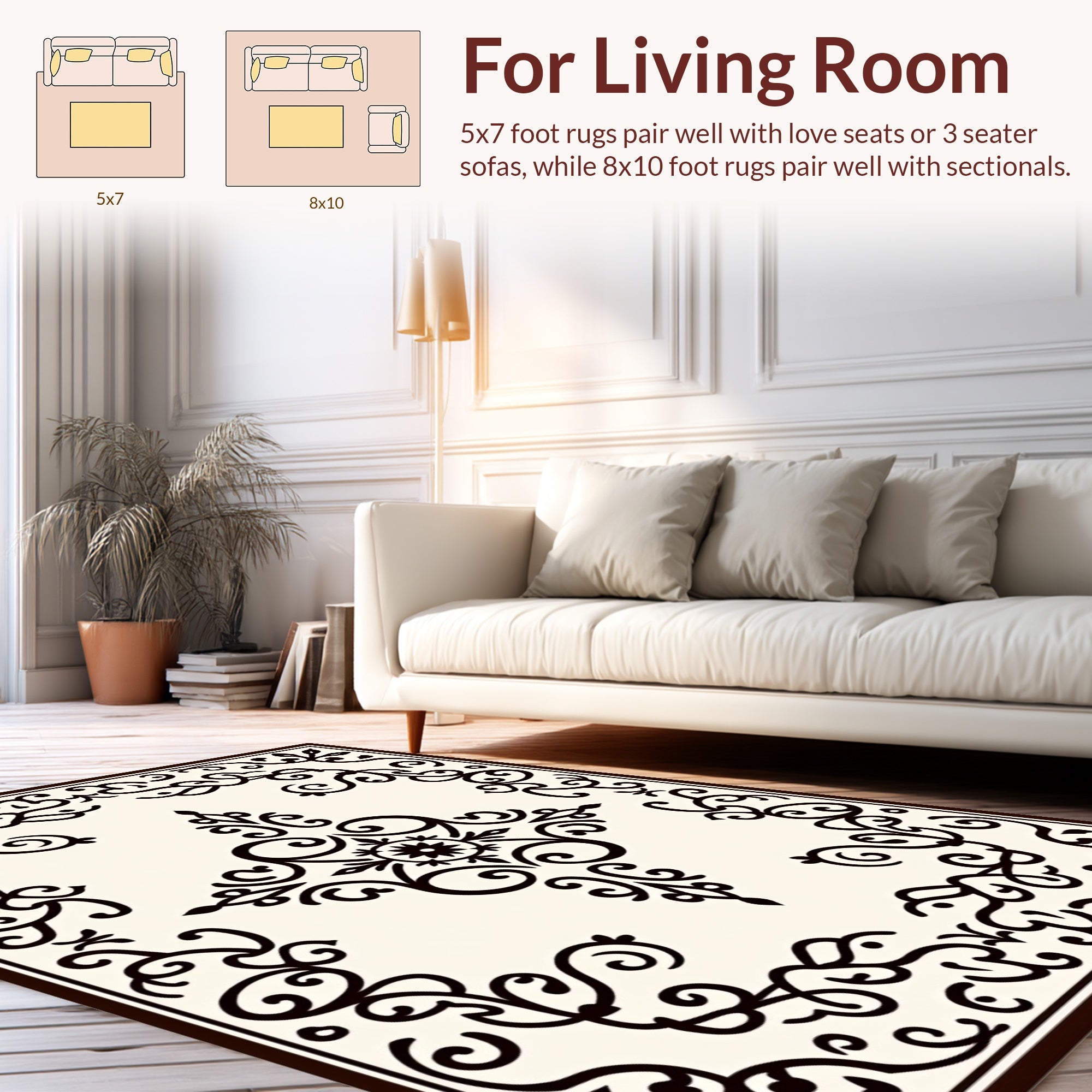 Classic Baroque Floral Scrollwork Rug