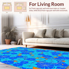 Blue Floral Star Pattern Design Rug
